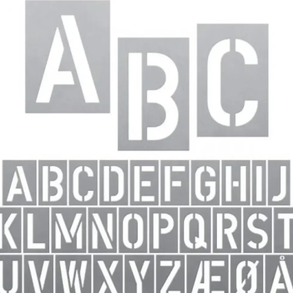 Sjablonger i aluminium - alfabetet 15 cm
